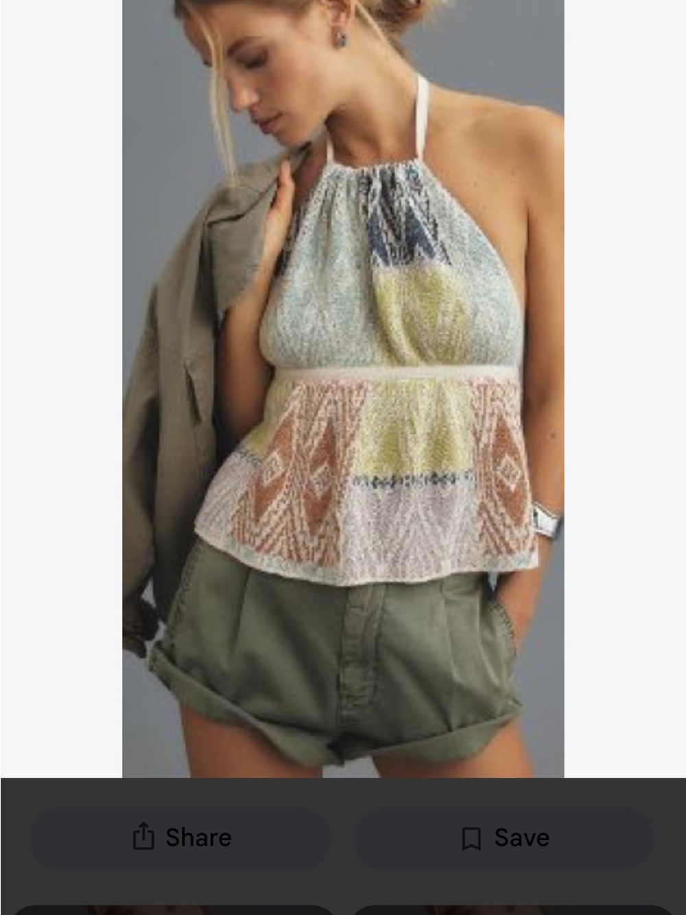 Anthropologie Multicolor Crochet Halter Camisole